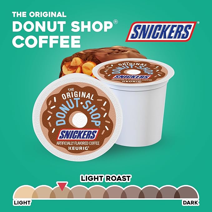 The Original Donut Shop Snickers Coffee, Keurig Single Serve K-Cup Pods, Flavored Coffee, 96 Count (4 Packs of 24)