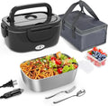 Monteka Electric Lunch Box Food Heater - Leakproof Portable Food Warmer heated lunch box for adults for Car/Home/Truck with 1.5L Removable Stainless Steel Container, White Elephant Gift, 12V/24V/110V