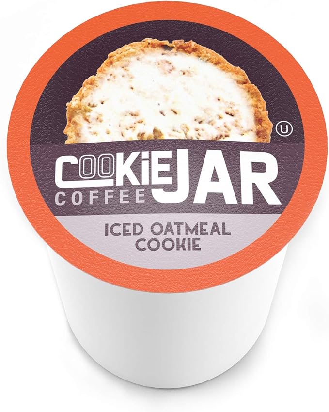 Cookie Jar Iced Oatmeal Flavored Coffee Pods for Keurig K Cup Brewers, 40 Count – Tasty Oatmeal Cookie Flavor in Every Sip, Ideal for a Sweet Coffee Break