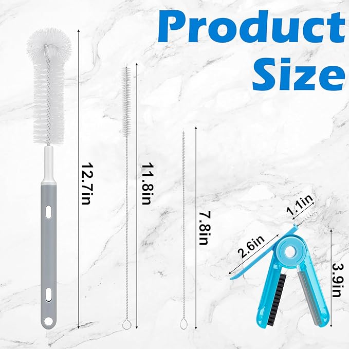Palksky Water Bottle Cleaner Brush Kit for Hydroflask, Wide Straw Lid Brushes and Long Handle Scrubbing Bottles Brush for Hydro Flask 16/24/32/40 oz Cups