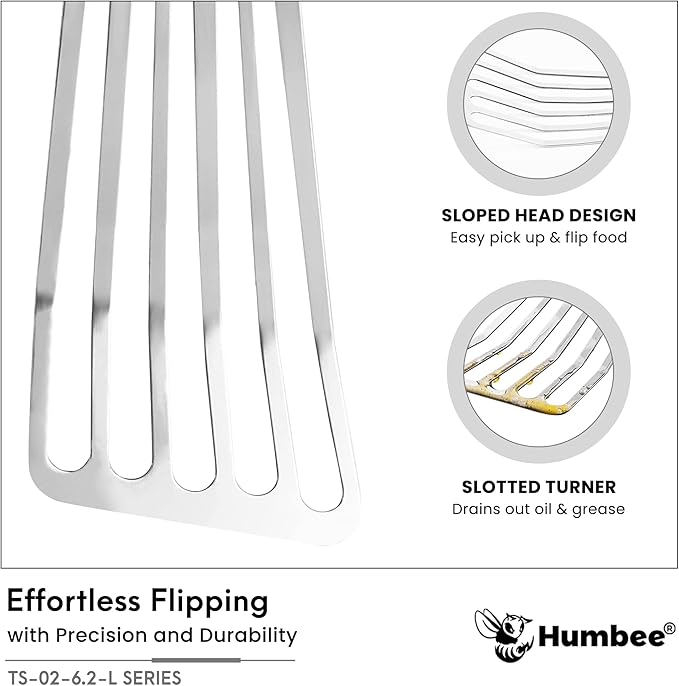 6 Inches Fish Turner, Slotted Fish Spatula Dishwasher Safe NSF (Left Hand), Shovel Brown