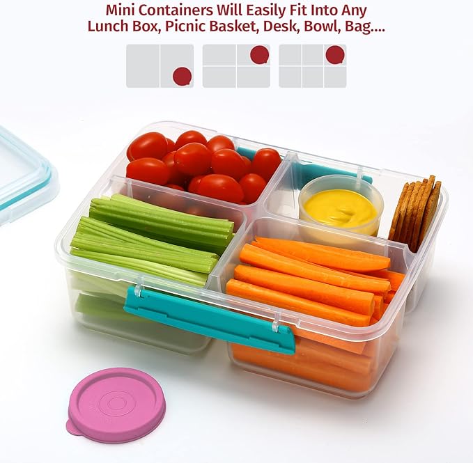 Condiment Cups Containers with Lids- 8 pk. 1.3 oz.Salad Dressing Container to go Small Food Storage Containers with Lids- Sauce Cups Leak proof Reusable Plastic BPA free for Lunch Box Picnic Travel