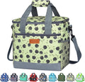 Iknoe Large Cooler Bag Collapsible 24 Can Insulated Bags Leakproof Lunch Cooler Tote with Multi-Pockets for Adult Insulated Thermal Bag for Beach, Picnic, Office Work(Leaf)