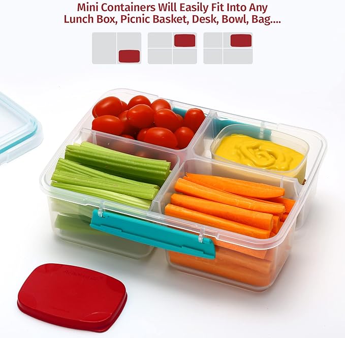 Reusable Airtight Containers 3 oz 8 Pack for Snacks, Baby/Toddler Puree, Condiments, Picnics, Food Prep, Lunch - Plastic Storage Containers, Dishwasher, Microwave, Freezer Safe, BPA Free