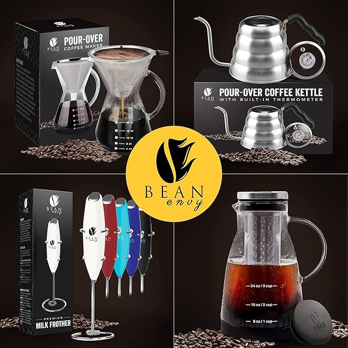 Bean Envy Milk Frother, Coffee Stirrers, Frother Wand, Milk Frother Handheld, Frother with stand, Hand Blender for Coffee, Lattes, Cappuccino, Matcha and Hot Chocolate – Kitchen Gifts - Pink