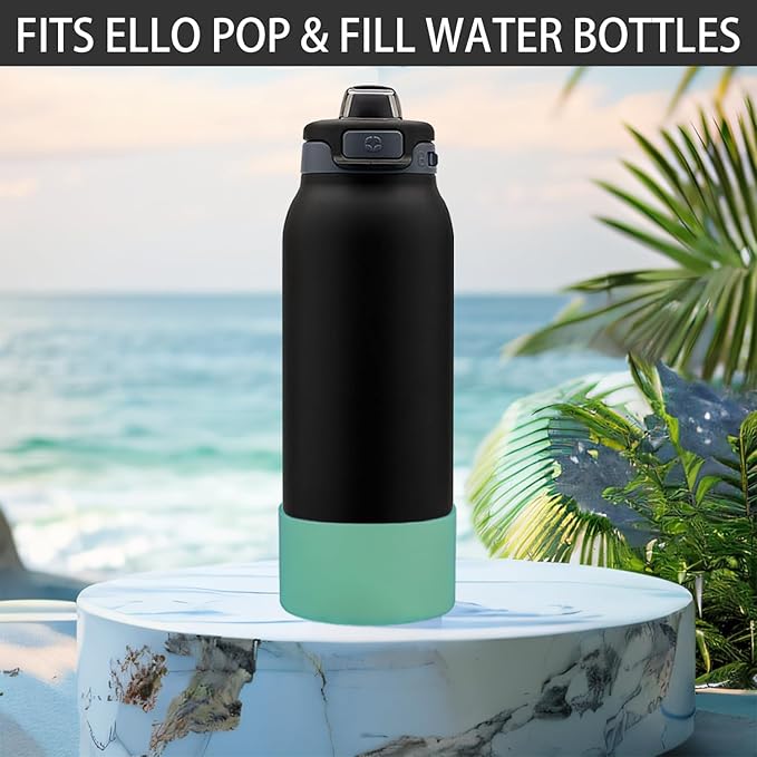 2 PCS Silicone Bottom for Ello Pop 32 OZ Water Bottle, Water Boot for Ello Pop,Avoid Scratches and Noise (Green, 320z)