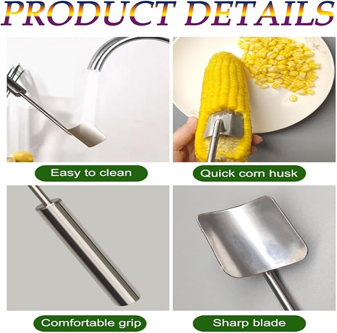 2025 Corn Peeler for Corn on the Cob, Stainless Steel Corn Cob Stripper Tool for Stripping off Corn Kernel From Cob，Restaurant Chefs, Outdoor Dining Enthusiasts。