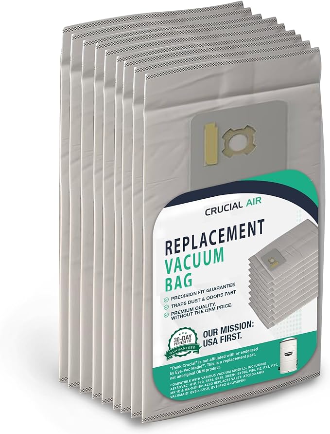 9 Valet & VacuMaid Vacuum Bags Compatible with AstroVac, Part # HPB2HPK & HPB2H, Fits Models: H1P, P70, SR36, SR38, SR52H, ATQ300, GV30, GV50, GV30PRO & GV50PRO (9 Pack)- by Think Crucial