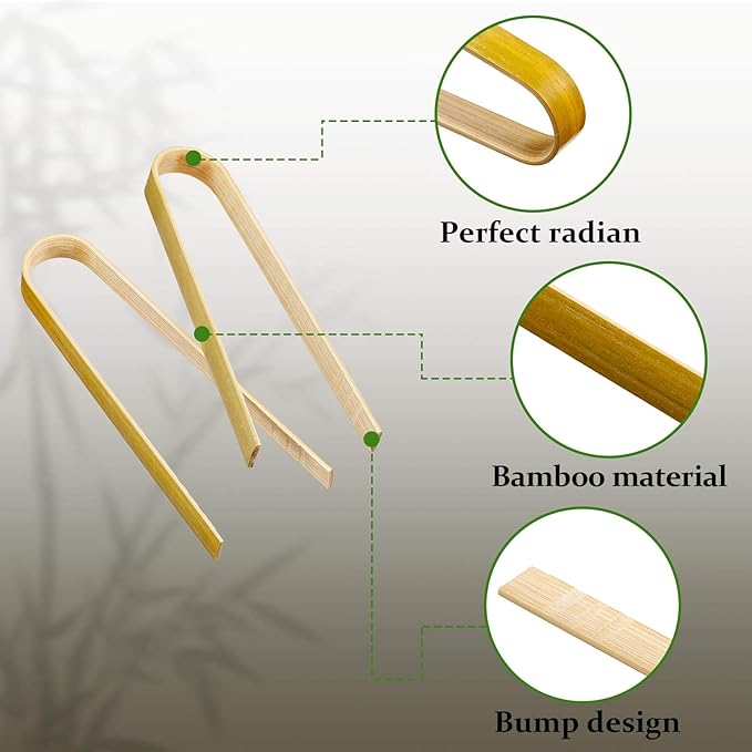 Patelai 90 Pieces Mini Bamboo Tongs Long Toast Tongs Disposable Wooden Cooking Bamboo Cooking Utensils for Toast Bread Pickles Tea Toaster Supplies (6 Inch)