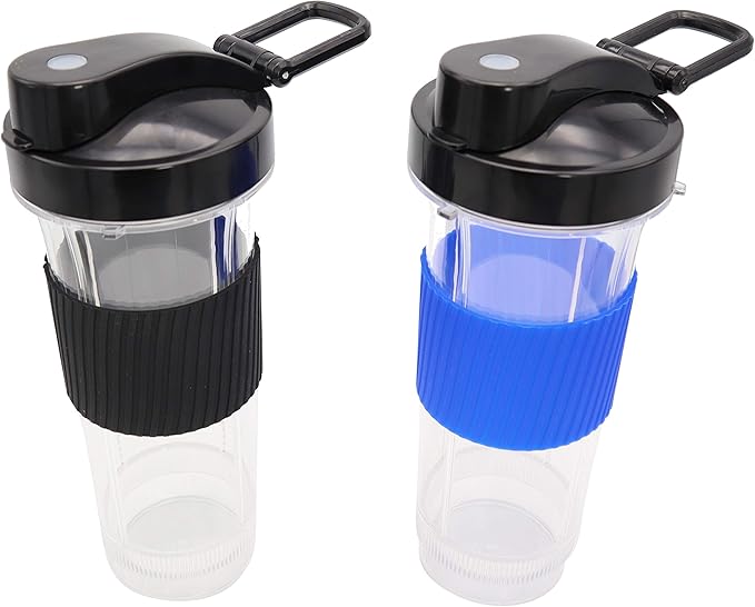 Blendin Replacement Cup with Flip Top To Go Lid - Blender Jar Accessories Compatible with Magic Bullet Blender MB-1001, MB-1001B, MBR-1101, MBR-1701, MBR-1702, MBR-0301-22.5oz Cups (2 Pack)