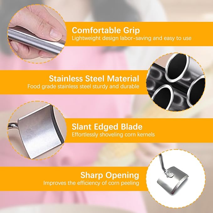 Corn Peeler,Stainless Steel Corn Stripping Tool,Corn Peeler for Corn on the Cob, Easy to Clean,Corn Cutter,Corn Cob Peeler as Gift for Women (2PCS)