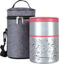 Lille Home Vacuum Insulated Stackable Stainless Steel Thermal Lunch/Snack box, 2-Tier Bento/Food Container with Lunch bag, Smart Diet, Weight Control, 32 Ounces, Pink