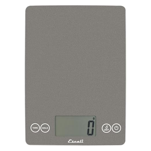 Escali Arti Glass Food Scale Digital Countertop Kitchen, Baking and Cooking Scale with Nutrition and Calorie Counter, 15-Pound Capacity, 9" x 6.5" x .75", Gray Storm