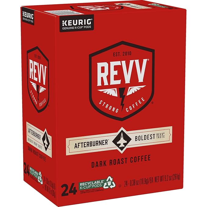 REVV Afterburner, Single-Serve Keurig K-Cup Pods, Dark Roast Coffee Pods, 96 Count