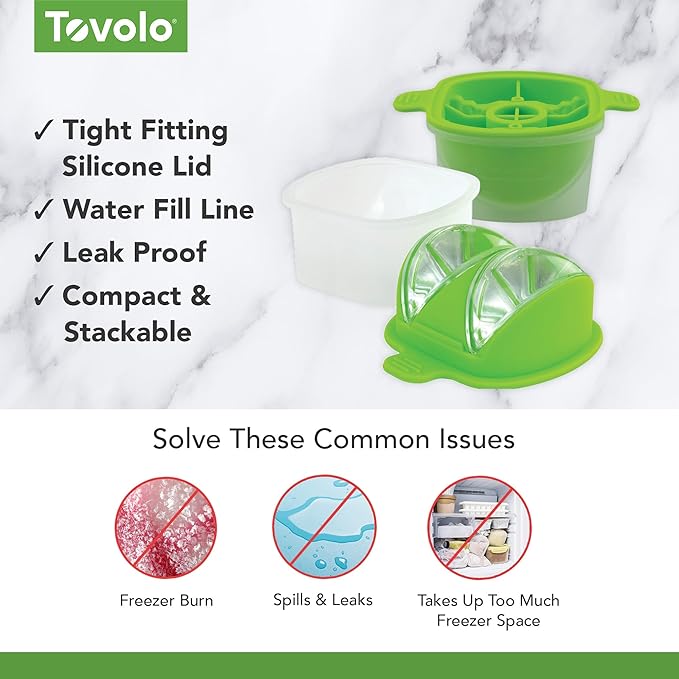 Tovolo Lime Wedge Ice Mold 2 Pack Fun Cocktail Ice Molds for Whiskey, Fruit Ice Wedge Mold Perfect for Cocktails Mocktails Summer Lemonade, Slow Melting BPA Free Silicone Ice Wedge Molds Lime Green