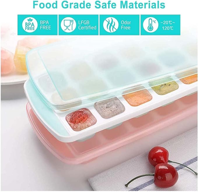 Silicone Ice Cube Tray with Lid - Mini Silicone Ice Tray with Lid,Small Ice Cube Tray,Tiny Ice Cube Trays for Iced Coffee,Baby Food,BPA Free,Easy Release