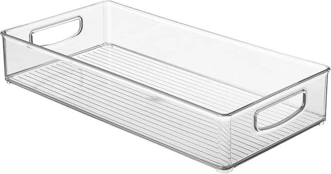 iDesign Stackable Clear Plastic Extra Long Pantry Organizers and Cabinet Storage Bins for Kitchen