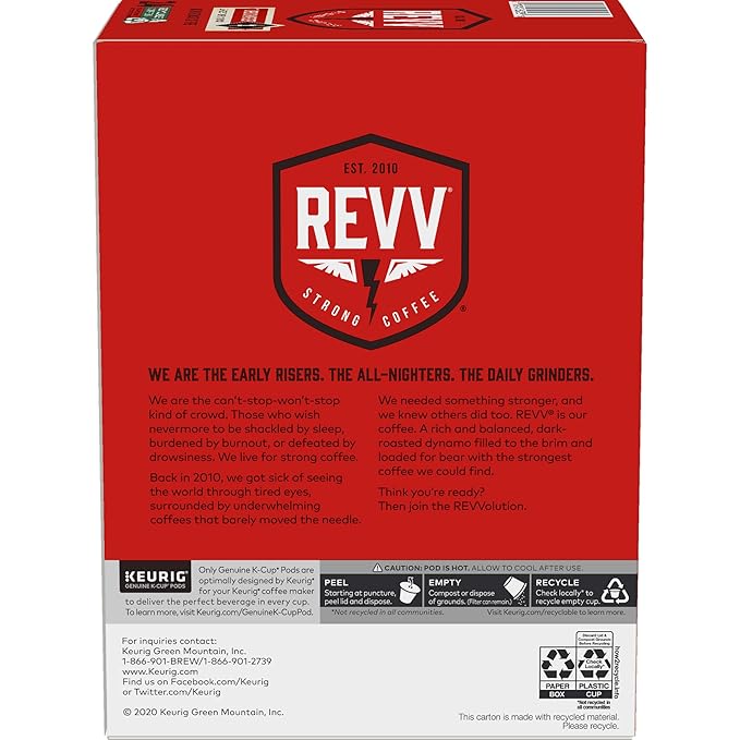 REVV Turbocharger Keurig Single-Serve K-Cup Pods, Dark Roast Coffee, 96 Count