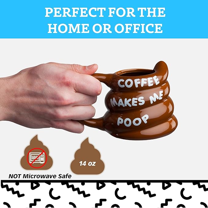 BigMouth Inc funny mugs - Coffee mug with funny sayings - Coffee makes me poop cups for women, men - Cool adult gifts - 14 ounces