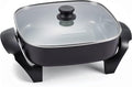 Elite Gourmet 12" x 12" x 3” Ceralast™ Ceramic Non-stick PFAS Free, Dishwasher Safe Electric Skillet, Xtra Deep Dish, Rapid Heat 1200W, Black
