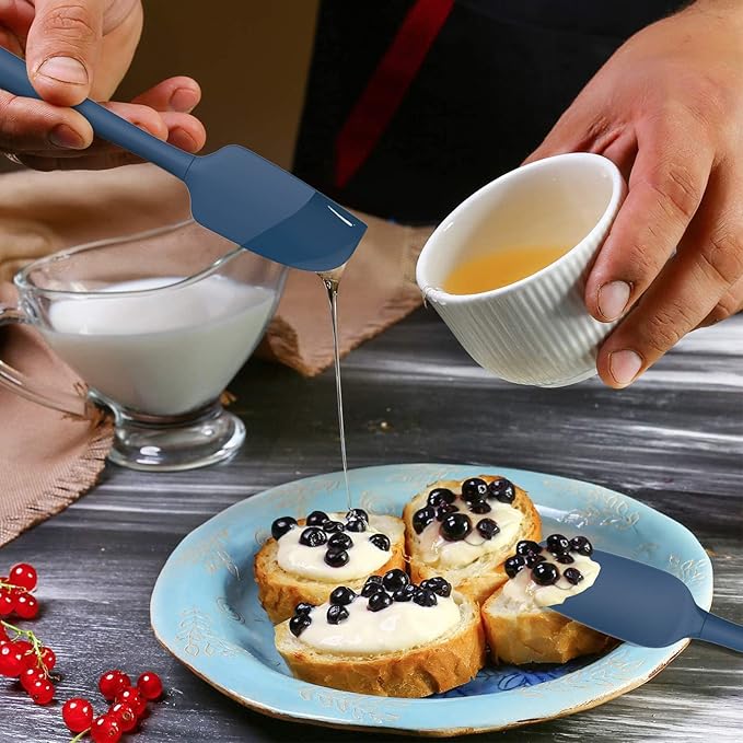 Coukre Silicone Spatula Set of 5,High Temperature Resistant, Food Grade Silicone, Dishwasher Safe, for Baking, Cooking (Pure Deep Blue)
