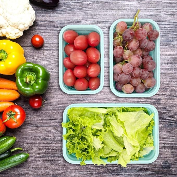 AMAZING CONTAINERS™ Collapsible Silicone Food Storage Container Set of 4 with Lids | Stackable | Microwaveable | Freezer, Dishwasher Safe| BPA Free