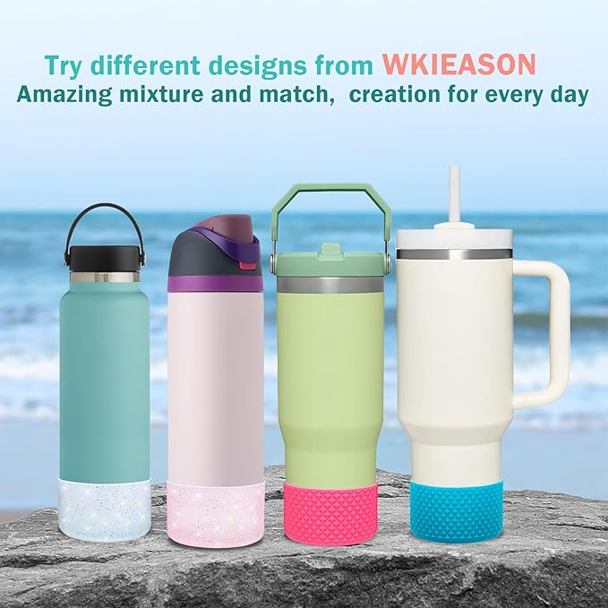 WK IEASON 2 Pcs Tumbler Bottom Protector Boot for Stanley Quencher Adventure 40oz & Stanley IceFlow 20oz 30oz, Stealth Landing-2.83inch Bottom Diameter