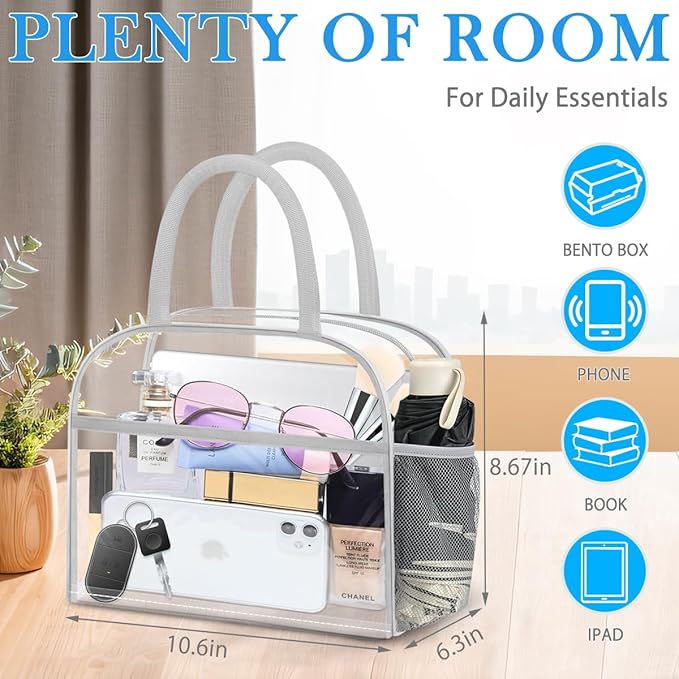 DALINDA Clear Bag Stadium Approved, Lunch Bag Lunch Box for Women Men Reusable Insulated Lunch Tote Bag