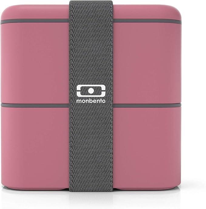 monbento - Large Bento Box MB Square Blush with Compartments - Leakproof Lunch Box for Work or Meal Prep - BPA Free - Food Grade Safe - Pink