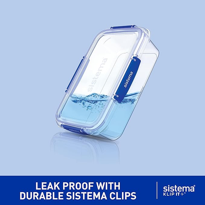 Sistema KLIP IT PLUS Leakproof Food Storage Containers 2.2 L, 1 L, 400 ml Airtight & Stackable Meal Prep Containers with Lids School Lunch Boxes & Snack Boxes 6 Count