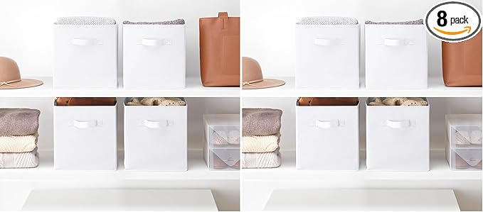 Whitmor Collapsible Cubes - 10.5 x 10.5 x 11 inches - White - Set of 4 (Pack of 2)