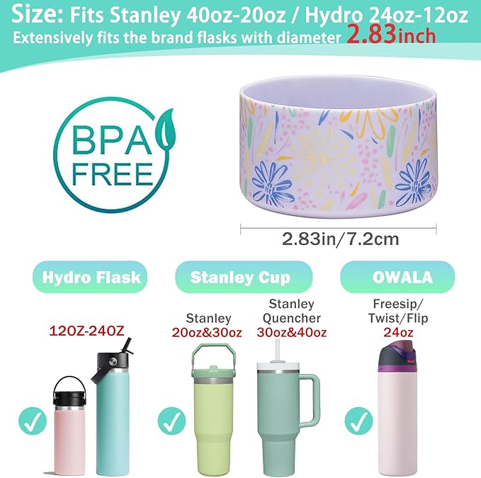 WK IEASON Protective Silicone Base Boot for Hydro Flask Mouth, Anti-Slip Silicone Sleeve Cover Bumper for Hydro Water Bottle Accessories -2.83inch Bottom Diameter
