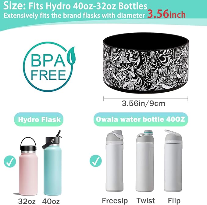 WK IEASON Protective Silicone Base Cover Boot for Hydro Flask Wide Mouth, Anti-Slip Silicone Sleeve Bottom Bumper As Hydro Flask Water Bottle Accessories-3.56inch Bottom Diameter
