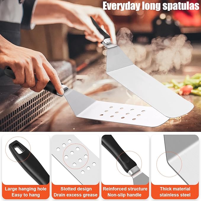42pcs Griddle Accessories Kit for Blackstone, Flat Top Grill Spatula Set with Enlarged Spatulas, Melting Dome and Burger Press, Professional Hibachi Tools Gifts for Outdoor BBQ Teppanyaki
