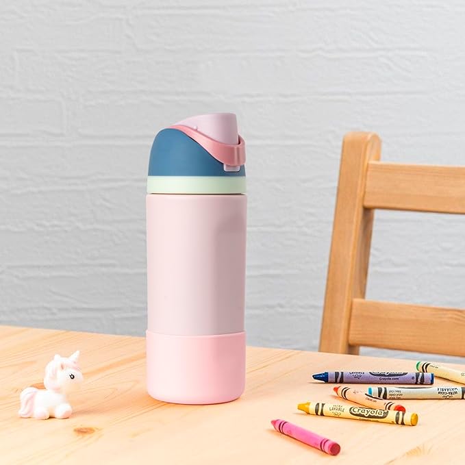 Silicone Water Bottle Boot for Owala 14/16oz, Anti-Slip Protective Sleeve Bottom Bumper Protector for Owala Kids 12 oz Tumbler, Flip 14 oz and FreeSip 16 oz Water Bottle (Pink)