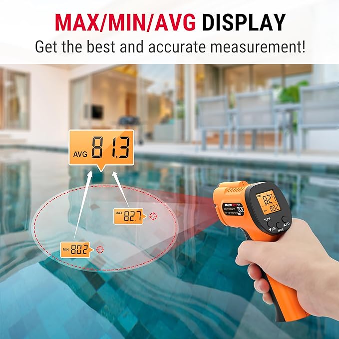 ThermoPro Temperature Gun, Infrared Thermometer Gun with Laser Pointer, Meat Thermometer Digital with Super Long Probe, Food Thermometer for Cooking, Laser Thermometer Gun -58℉-1022℉ Not for Human