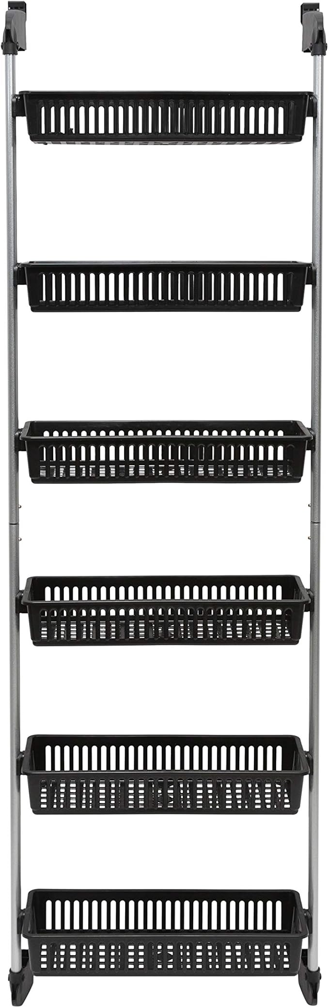 Neu Home Over the Door 6-Basket Hanging Storage Unit with Hooks, black (NH-17716)