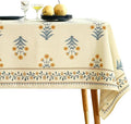 ISAENNE Designer French Pale Yellow Long Tablecloth Rectangle,Linen Floral Table Cloth,Wrinkle Resistant Decor Tablecloths for Dining Thanksgiving Banquet Kitchen Party,63"*102"-Estevan A