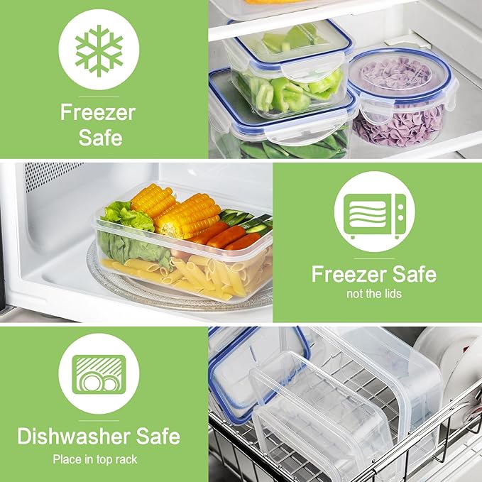HOMBERKING 40 Pieces Food Storage Containers Set with Snap Lids (20 Lids + 20 Containers), Meal Prep Airtight Plastic Containers, BPA-Free Lunch Box for Kitchen, Pantry, Home, Blue