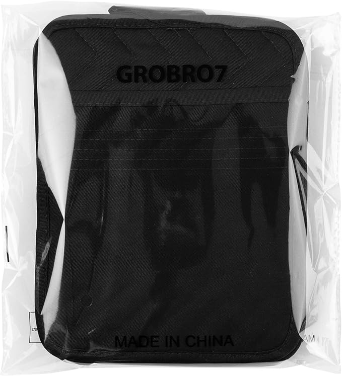 GROBRO7 5Pack Cotton Pocket Pot Holder Set Kitchen Heat Resistant Potholder Machine Washable Hot Pads Bulk Oven Mitts Black Plain Hot Pads Trivet for Baking Cooking with Pocket 7x9