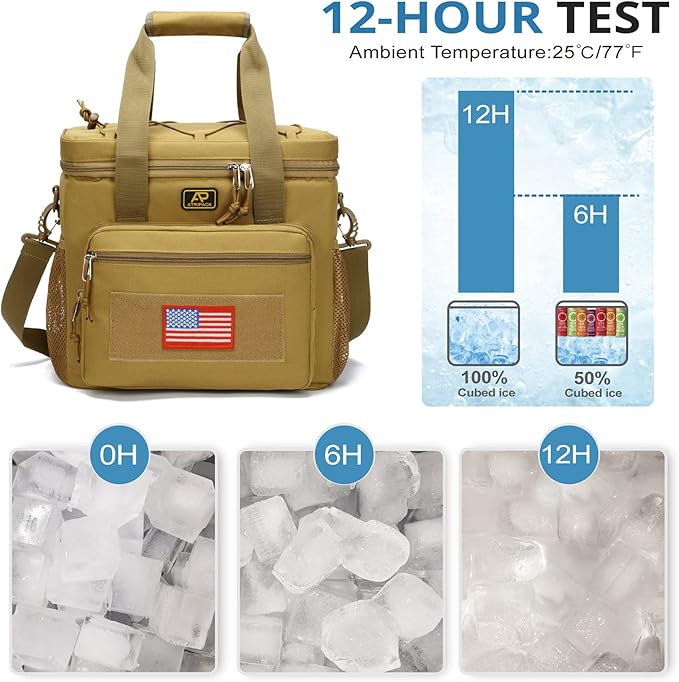ATRIPACK Lunch Box for Men, Tactical Lunch Bag MOLLE Webbing Leakproof Insulated Large Lunch Cooler Women Adult Meal with Adjustable Shoulder Strap Durable Lunch Pail (Brown)