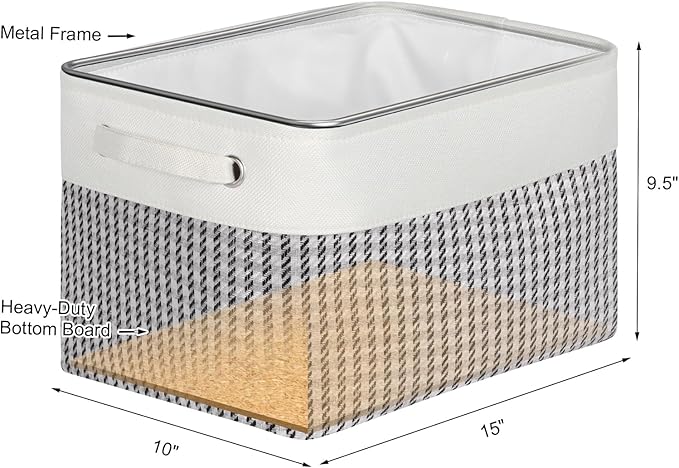 Kntiwiwo Foldable Storage Bin Collapsible Fabric Storage Basket Cube with Durable Handles Closet Organizer Bins for Organizing Shelves Drawers, Set of 3, 15" x 10" x 9.5", Houndstooth