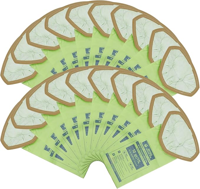 20 Pack 107313 Backpack Vacuum Bags Compatible with ProTeam 10 QT Backpack Vacuum Cleaner，Replace #107313 Open Triangular Collar