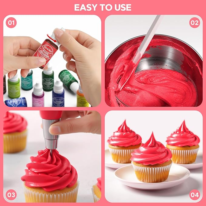 Food Coloring for Baking - Cherrysea 26 Vibrant Cake Coloring Liquid Set for Dessert Decorating, Food Grade Food Dye for Icing,Fondant,Cookies,Easter Egg,Making DIY Supplies Kit- 0.35 Fl. oz/Bottles