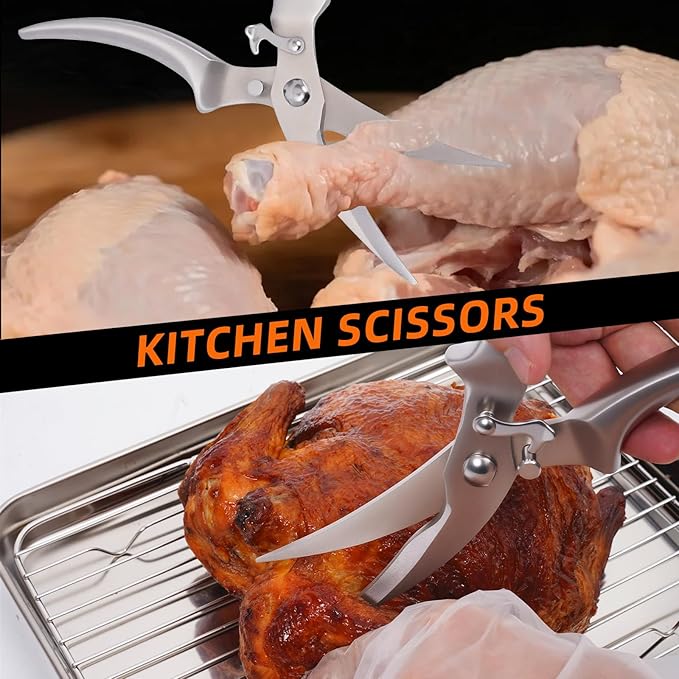 KEKEGO Heavy Duty Kitchen Scissors, Multifunctional Kitchen Shears for Food, Poultry, Meat & Herbs, Dishwasher Safe Cooking Scissors for Home & Professional Use