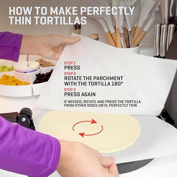 Uno Casa 10 Inch Cast Iron Tortilla Press & Comal Pan Bundle - Non-Stick, Heat-Resistant, Family Size, Gas Stovetop Compatible
