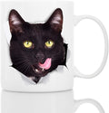 Thirsty Black Cat Coffee Mug - Ceramic Funny Coffee Mug - Perfect Cat Lover Gift - Cute Novelty Coffee Mug Present - Great Birthday or Christmas Surprise for Friend or Coworker, Men and Women (11oz)