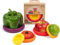 Food Huggers 5pc Reusable Silicone Food Savers | BPA Free & Dishwasher Safe | Fruit & Vegetable Produce Storage for Onion, Tomato, Lemon, Banana, Cans & More | Round, Autumn Harvest