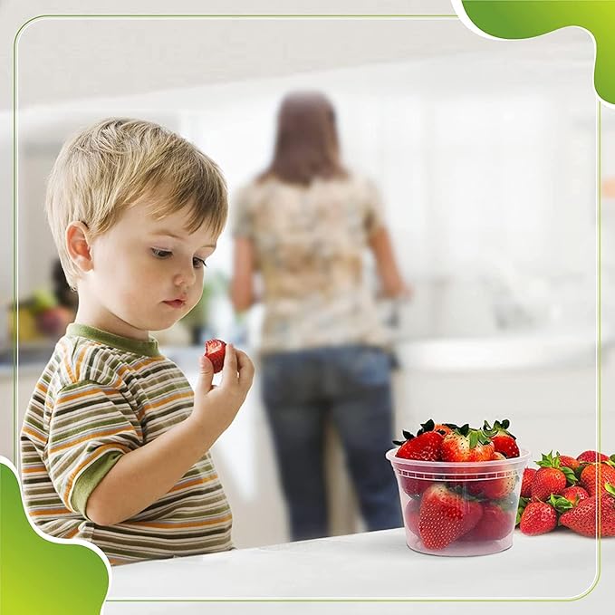 Deli Containers with Lids Leakproof - 240 Pack BPA-Free Plastic Microwaveable Clear Food Storage Container Premium Heavy-Duty Quality, Freezer & Dishwasher Safe (16oz 240 Sets)