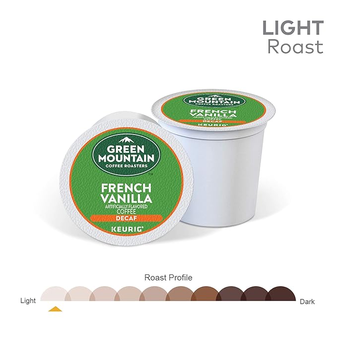 Green Mountain Coffee Roasters French Vanilla Decaf Keurig Single-Serve K-Cup pods, Light Roast Coffee, 96 Count